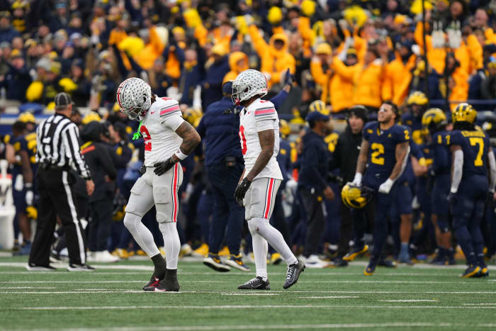 Ohio State players leave Michigan Stadium upset following a 30-24 loss to Michigan